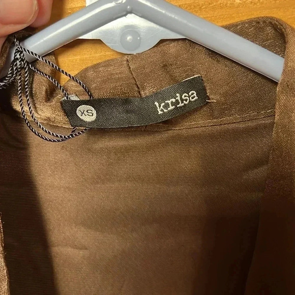 Krisa by revolve‎ women’s wrap surplice blouse, brown, long sleeve XS Oversized - Picture 2 of 12